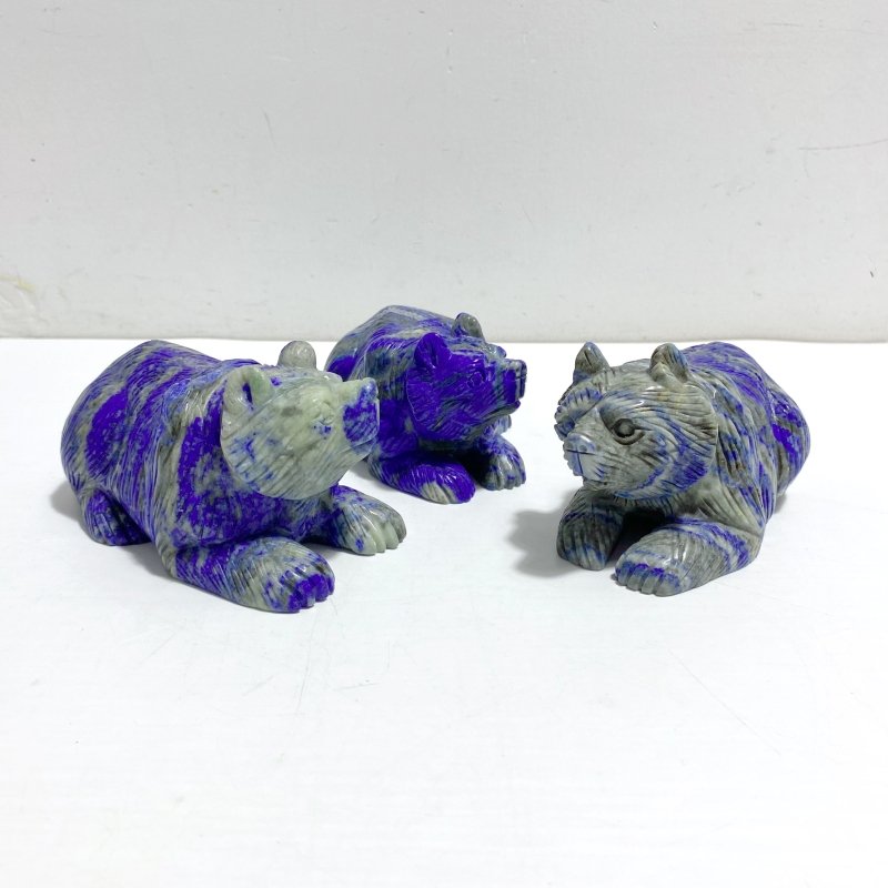 6 Pieces Lapis Lazuli Bears Carving - Wholesale Crystals
