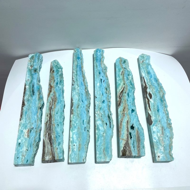 6 Pieces Large Blue Hemimorphite Four - Sided Tower Raw Side - Wholesale Crystals