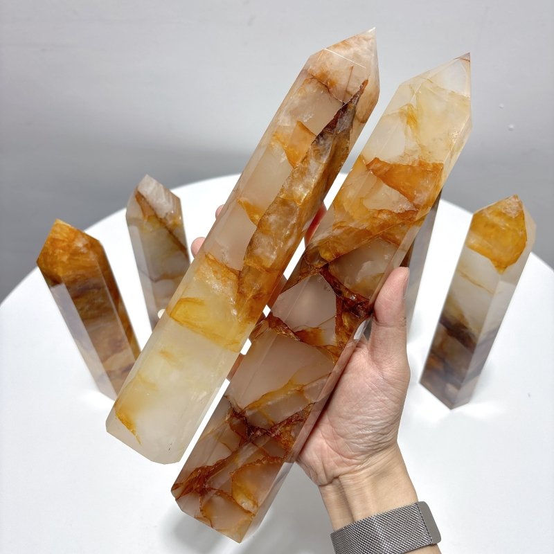 6 Pieces Large Golden Hematoid Tower - Wholesale Crystals