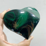 6 Pieces Large Malachite Heart Raw Bottom -Wholesale Crystals