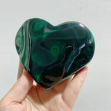 6 Pieces Large Malachite Heart Raw Bottom -Wholesale Crystals