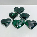 6 Pieces Large Malachite Heart Raw Bottom -Wholesale Crystals