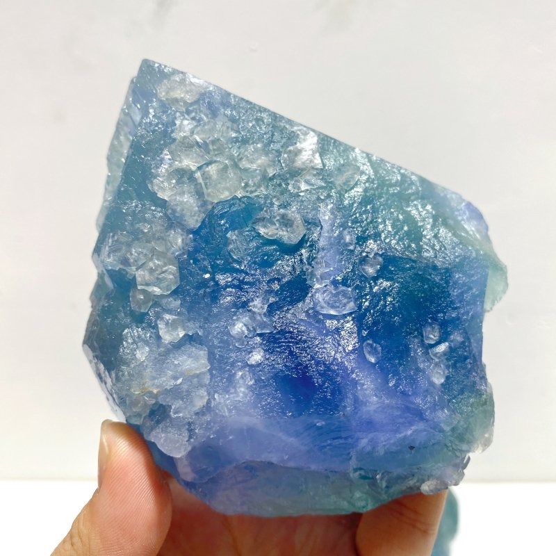 6 Pieces Large Raw Blue Fluorite Mixed Calcite Specimen - Wholesale Crystals