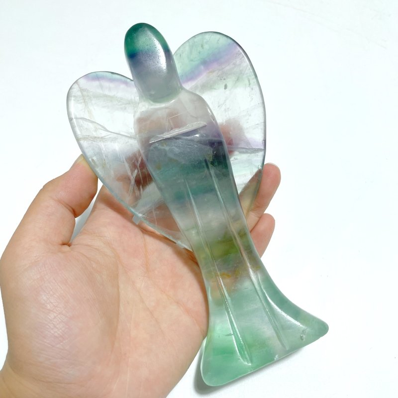 6 Pieces Rainbow Fluorite Angel Carving - Wholesale Crystals