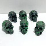 6 Pieces Ruby Zoisite Skull Carving - Wholesale Crystals