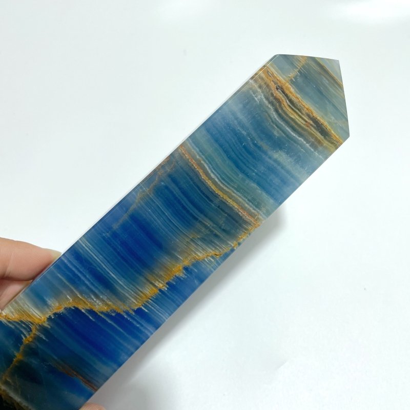 6 Pieces Tall High Quality Blue Onyx Four - sided Tower Point - Wholesale Crystals