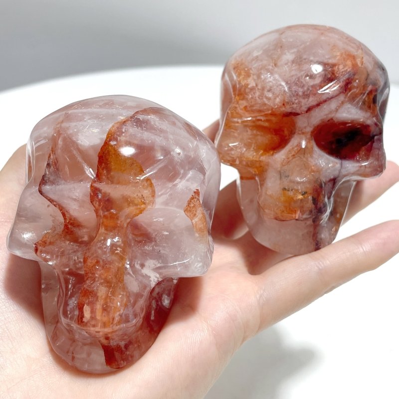 6 Pieces Unique Fire Quartz Skull Carving - Wholesale Crystals