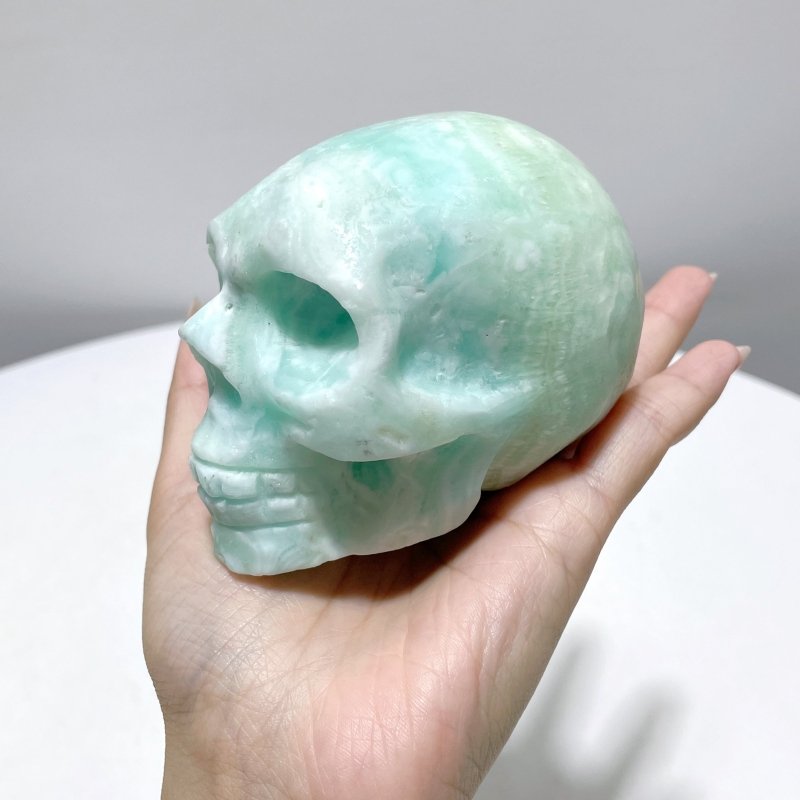 6 Pieces Unique Green Calcite Skull Carving - Wholesale Crystals