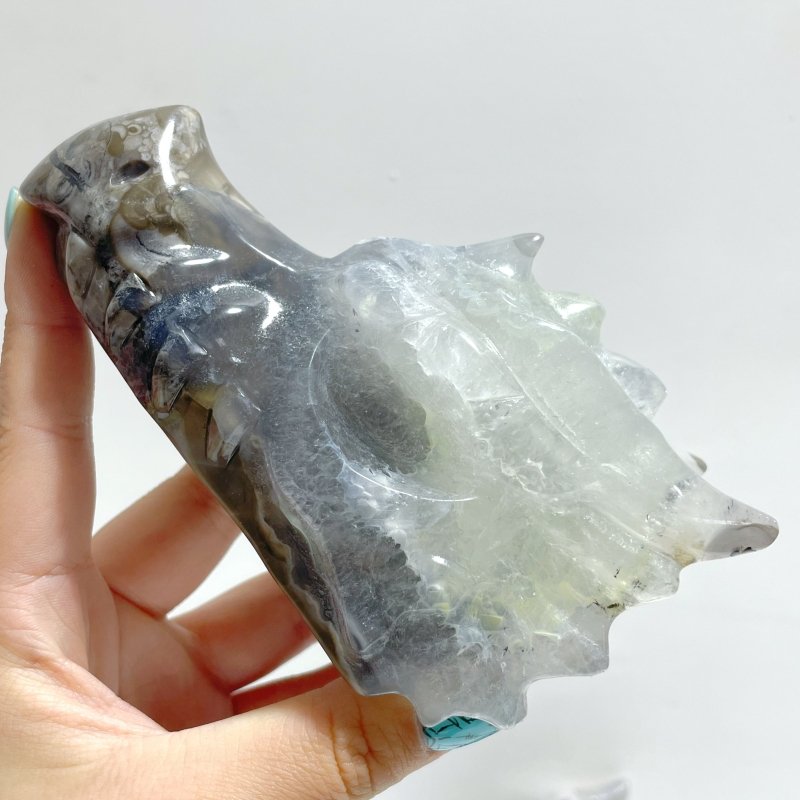6 Pieces Volcanic Agate Dragon Head Carving(UV - Reactive) - Wholesale Crystals