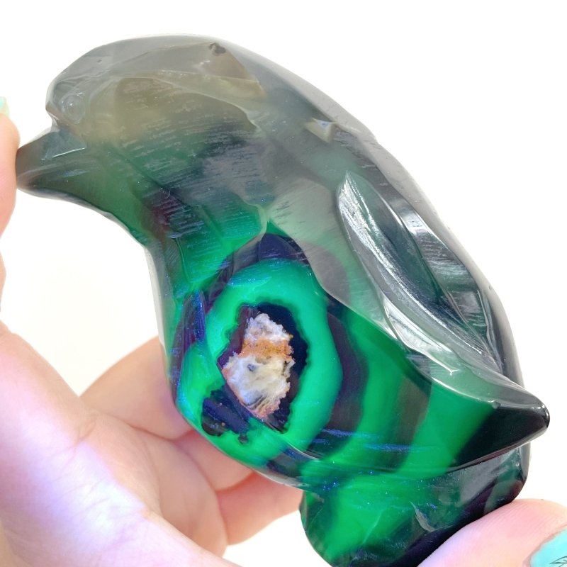 6 Pieces Volcano Agate Penguin Carving(UV - Reactive) - Wholesale Crystals