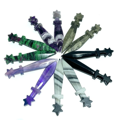 6 Types Halloween Knife Dagger Wholesale Fluorite Obsidian Chevron Amethyst - Wholesale Crystals