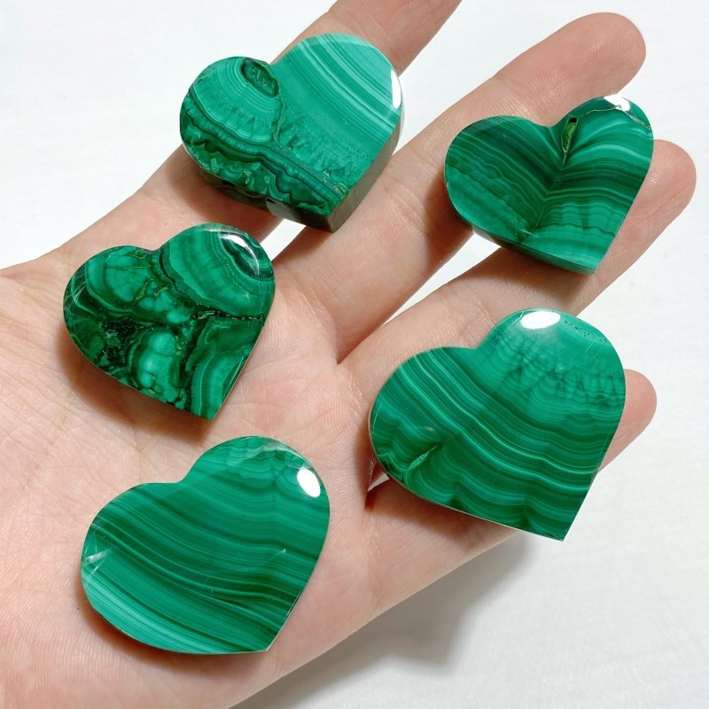 61 Pieces Malachite Heart -Wholesale Crystals