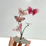 Beautiful Rhodonite Mixed Quartz Butterfly Flower Carving With Stand Wholesale