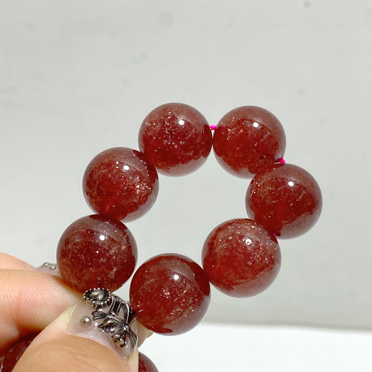 High Grade 15mm Spark Strawberry Quartz Bracelet