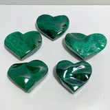 5 Pieces Large Malachite Heart Raw Bottom