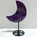 Large Charoite Moon Carving With Stand #10