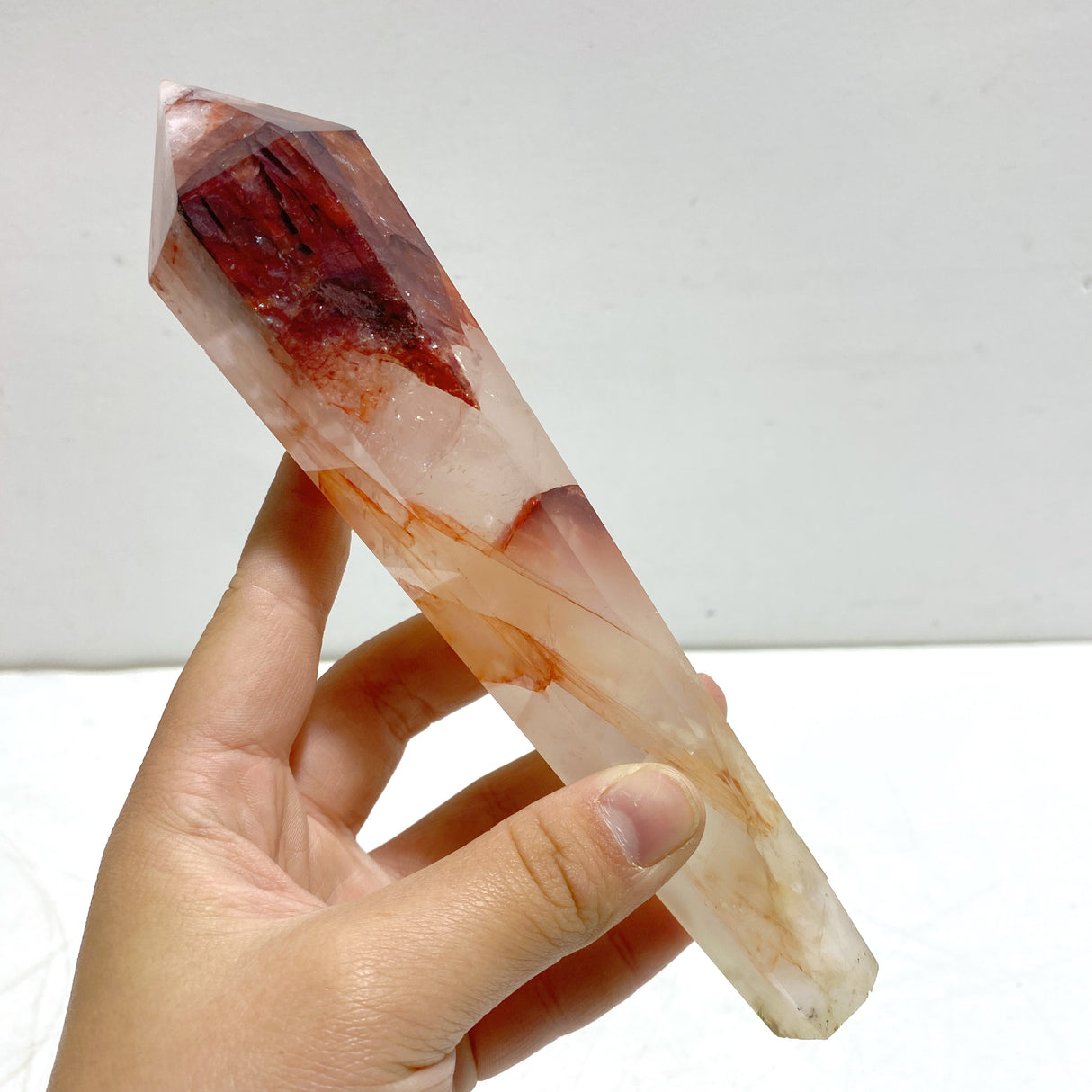 7 Pieces Fire Quartz Point Magic Scepter Wand With Stand