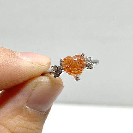 97 Pieces Beautiful Sunstone Heart Shape Ring #1