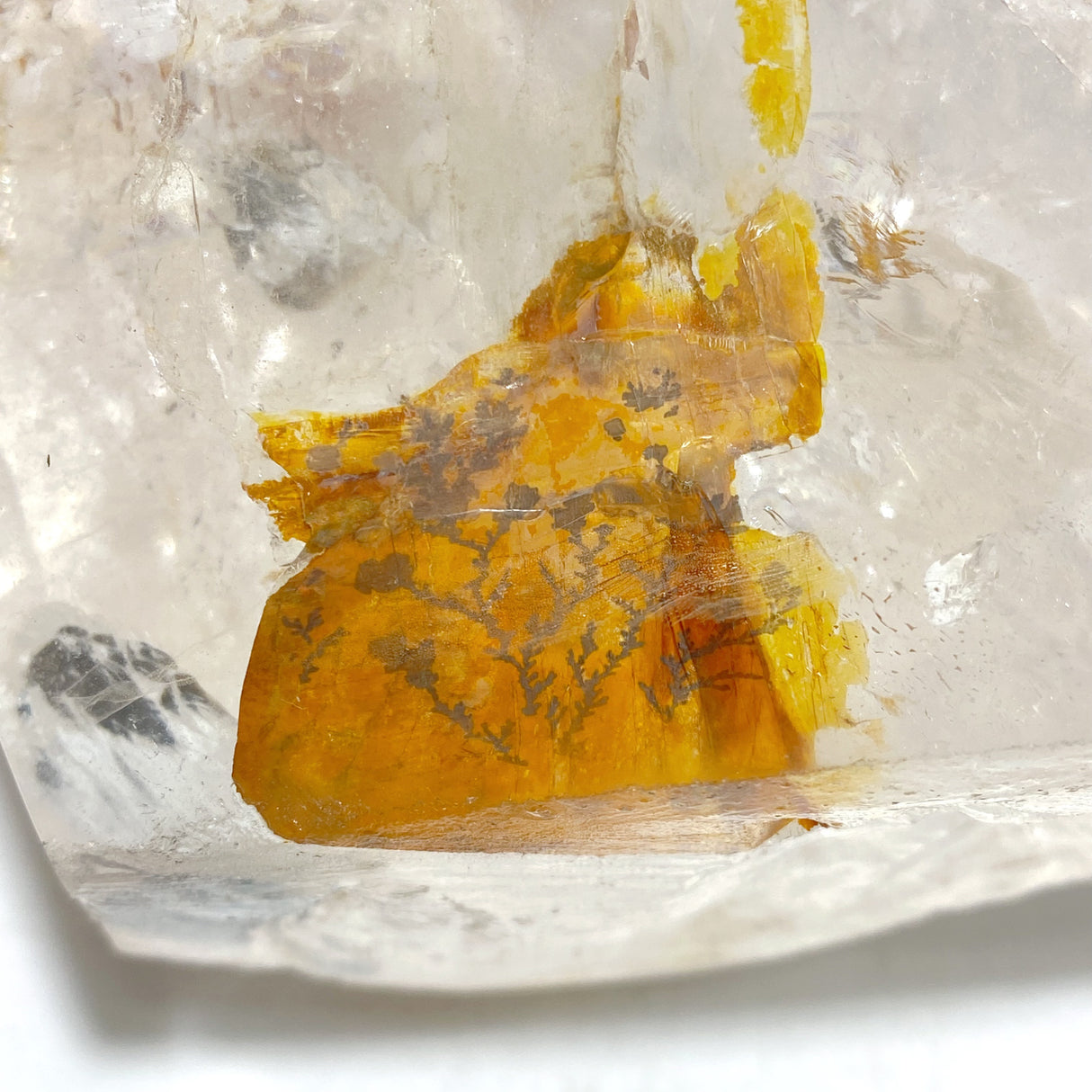 Unique Fire Quartz Dentritic Quartz Double Point With Rainbow With Stand