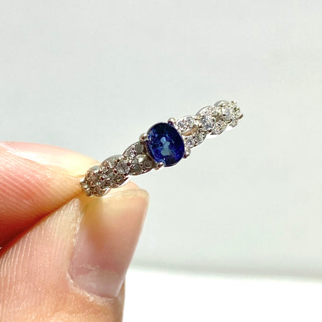6 Pieces Red Tourmaline& Blue Sapphire 925 Silver Rings