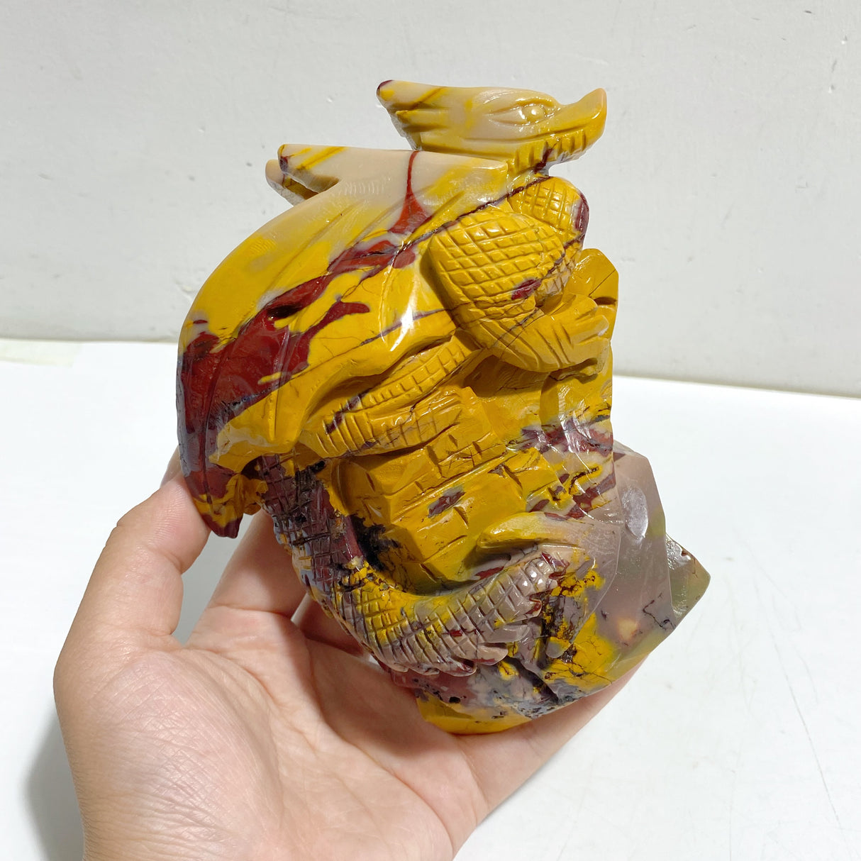 Unique Mookaite Flying Dragon Castle Carving #7