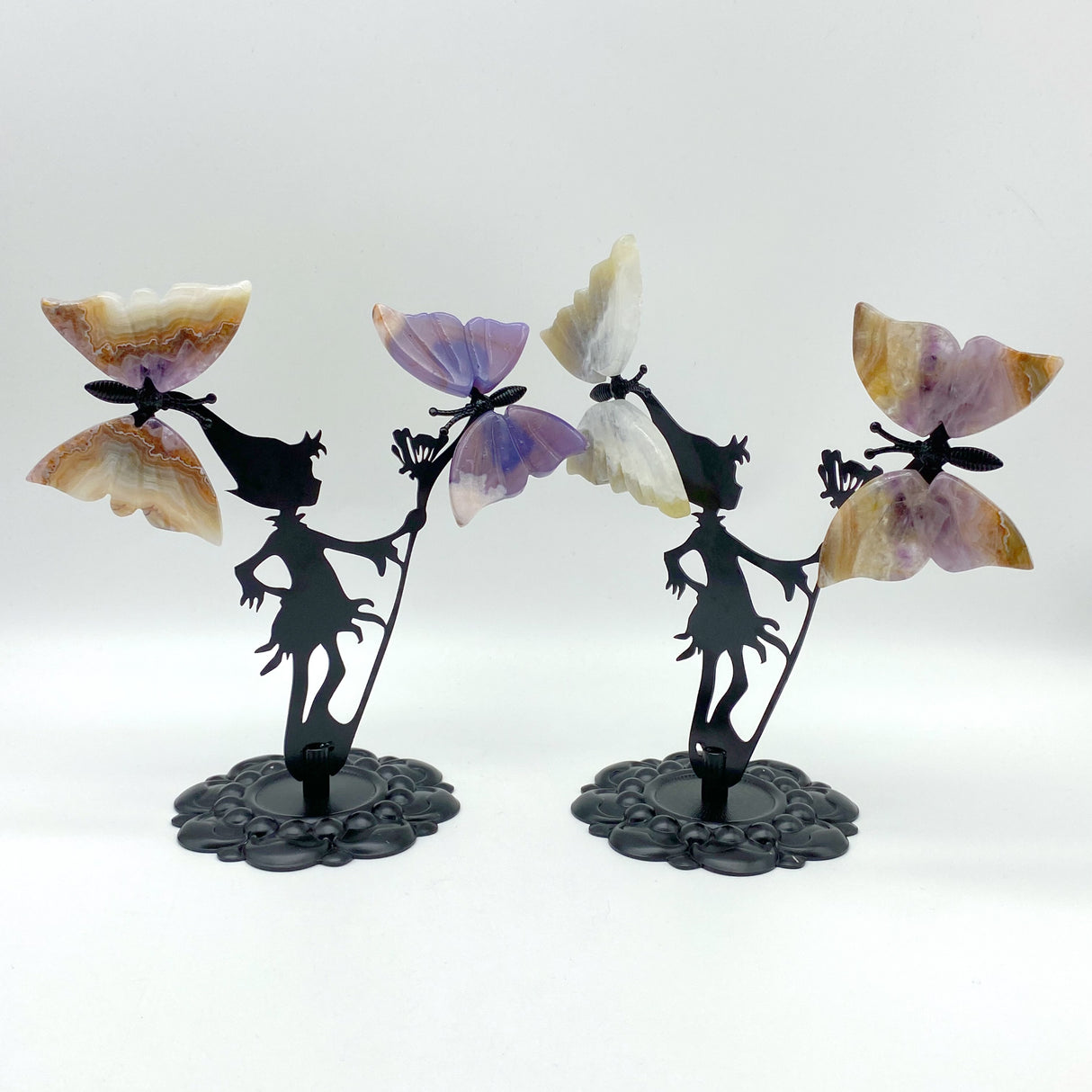 Wholesale Crystal Butterfly Wing Carving with Fairy Metal Stand (Mixed Materials)