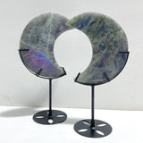 4 Pieces Beautiful Large Labradorite Moon Carving With Stand