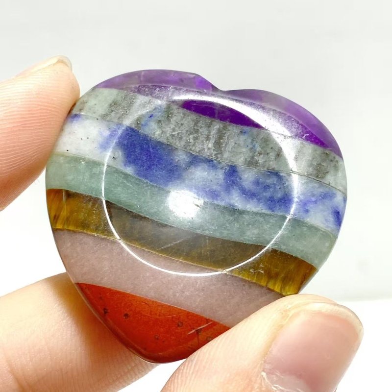 7 Chakra Heart Worry Stone Wholesale - Wholesale Crystals