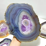 7 Pieces Beautiful Large Geode Amethyst Mixed Agate Slabs - Wholesale Crystals