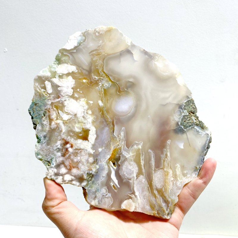 7 Pieces Beautiful Large Green Sakura Flower Agate Slab - Wholesale Crystals