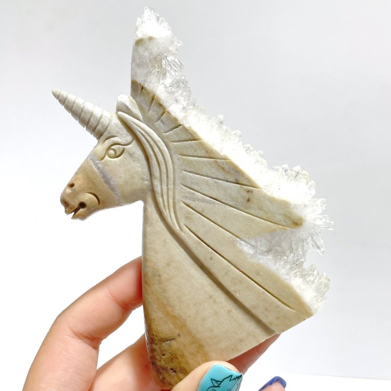 7 Pieces Clear Quartz Cluster Unicorn Carving - Wholesale Crystals