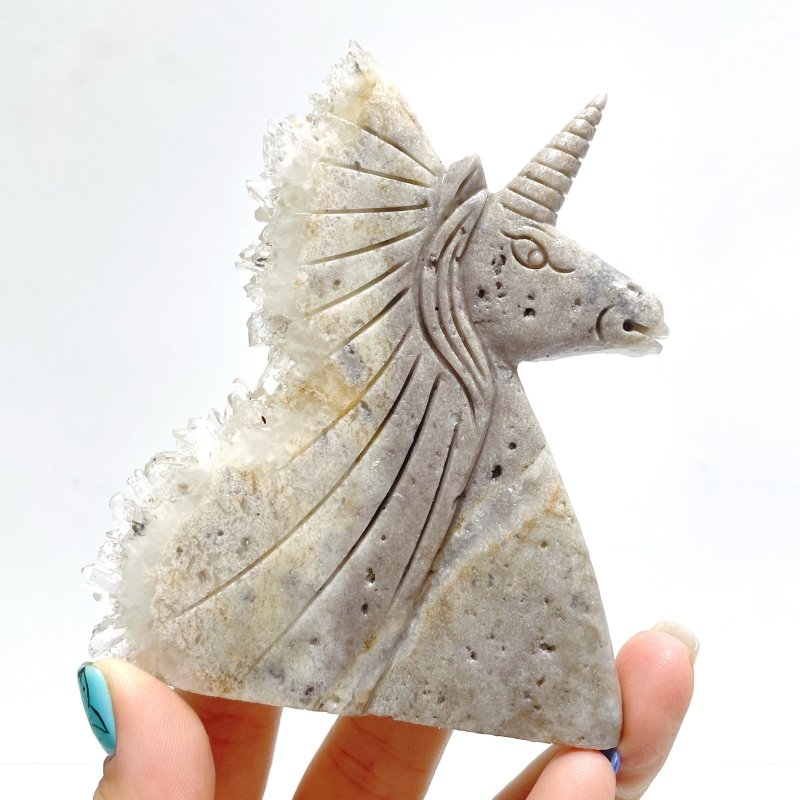 7 Pieces Clear Quartz Cluster Unicorn Carving - Wholesale Crystals