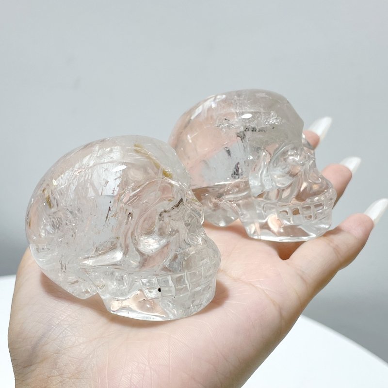 7 Pieces Clear Quartz Skull Carving - Wholesale Crystals