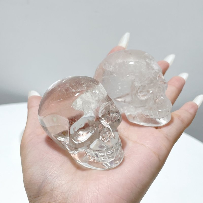 7 Pieces Clear Quartz Skull Carving - Wholesale Crystals