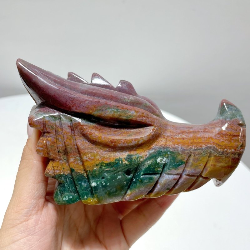 7 Pieces Colorful Ocean Jasper Dragon Head Carving - Wholesale Crystals