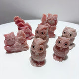 7 Pieces Cute Pink Opal Owl Carving - Wholesale Crystals