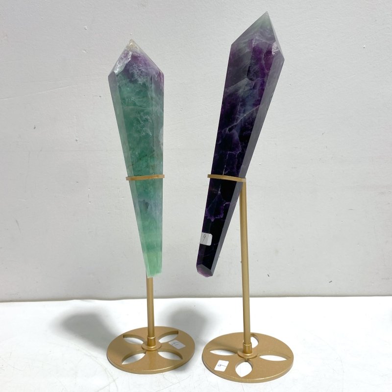 7 Pieces Fluorite Point Magic Scepter Wand With Stand - Wholesale Crystals