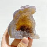 7 Pieces Geode Druzy Agate Bear Carving - Wholesale Crystals