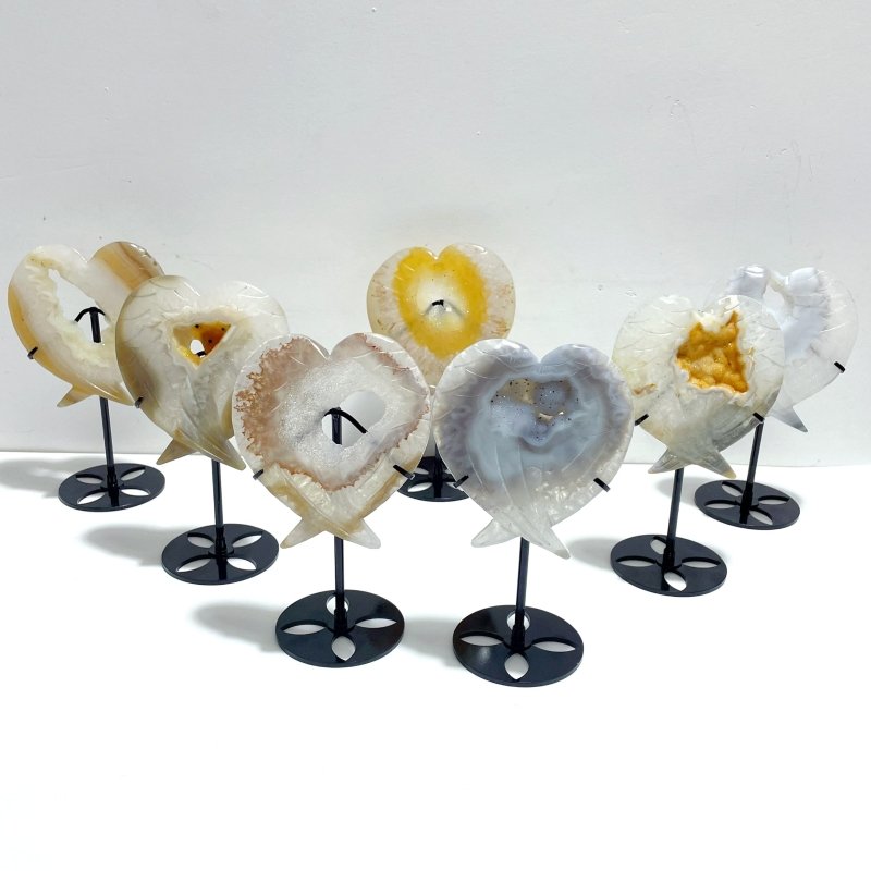 7 Pieces Geode Druzy Agate Fish Carving With Stand - Wholesale Crystals