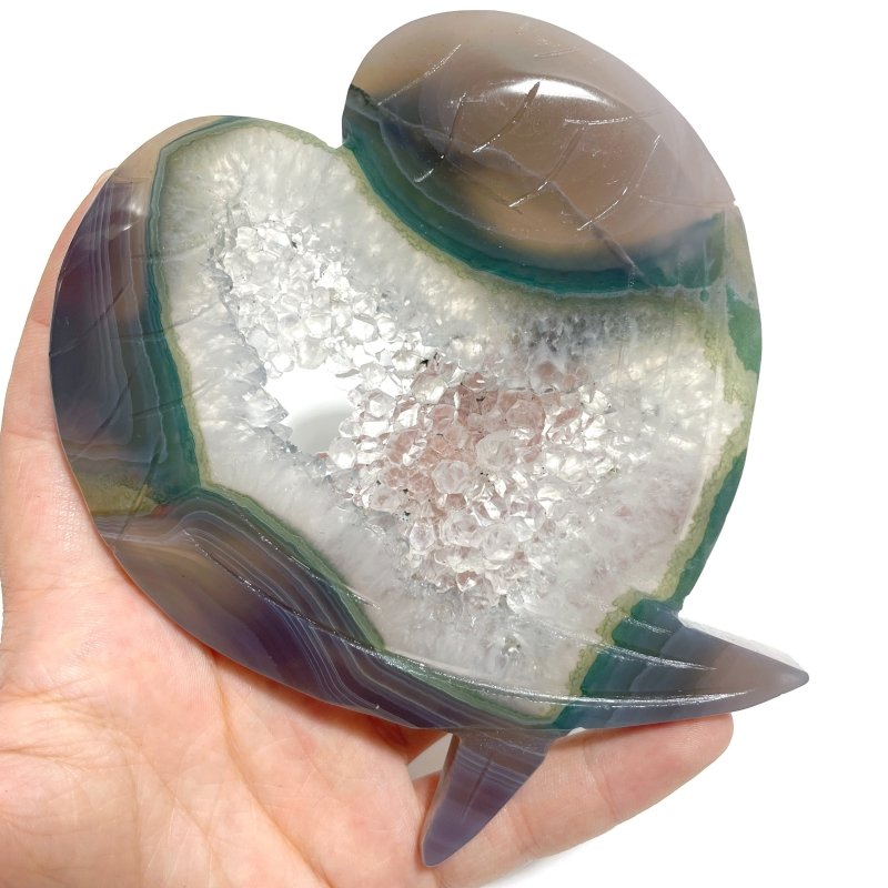 7 Pieces Geode Druzy Agate Fish Carving With Stand - Wholesale Crystals