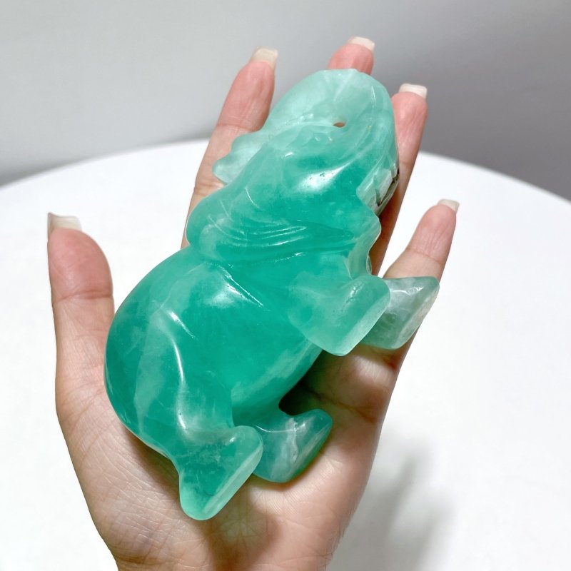 7 Pieces Green Fluorite Elephant Carving - Wholesale Crystals