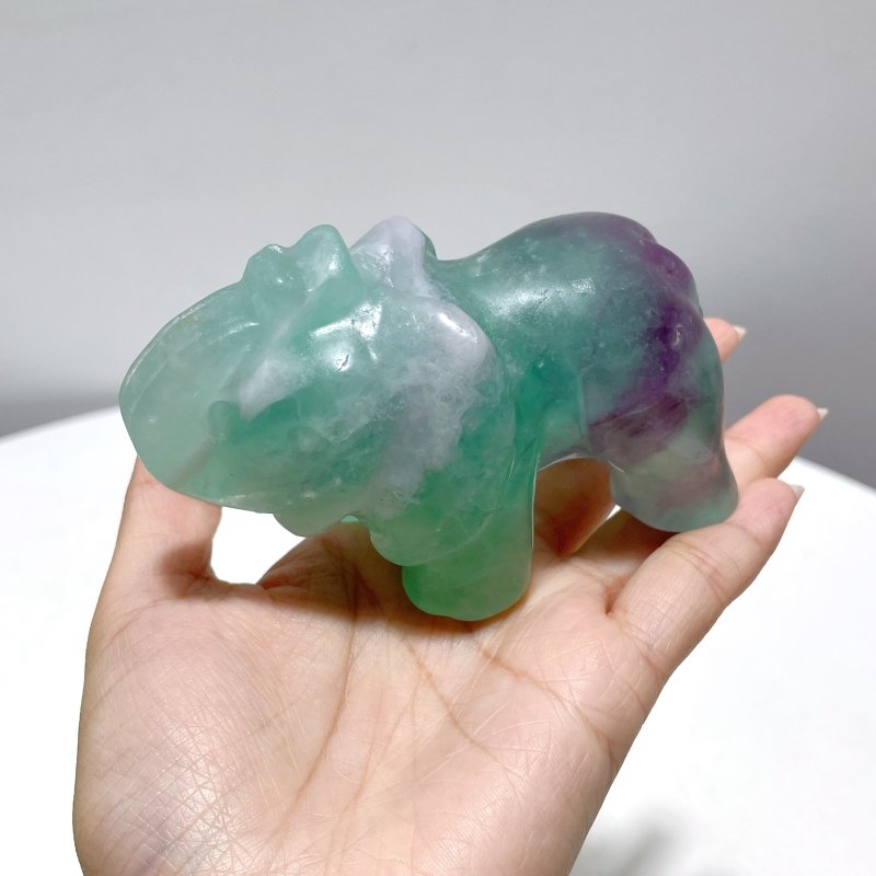 7 Pieces Green Fluorite Elephant Carving - Wholesale Crystals