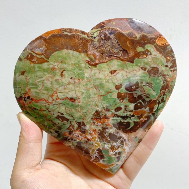 7 Pieces Large Money Agate Heart With Stand -Wholesale Crystals
