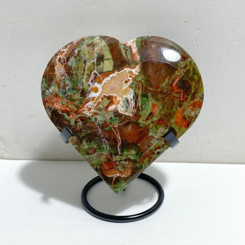 7 Pieces Large Money Agate Heart With Stand -Wholesale Crystals