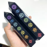 7 Pieces Large Obsidian 7 Chakra Tower Point - Wholesale Crystals