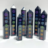 7 Pieces Large Obsidian 7 Chakra Tower Point - Wholesale Crystals