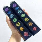 7 Pieces Large Obsidian 7 Chakra Tower Point - Wholesale Crystals