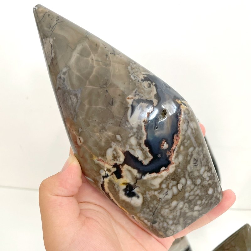 7 Pieces Large Volcano Agate Arrow Head Shape (UV - Reactive) - Wholesale Crystals