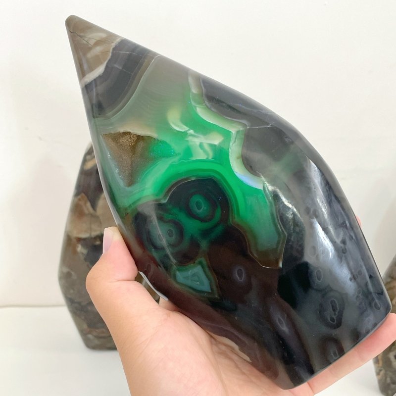 7 Pieces Large Volcano Agate Arrow Head Shape (UV - Reactive) - Wholesale Crystals