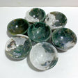 7 Pieces Moss Agate Bowl Carving - Wholesale Crystals